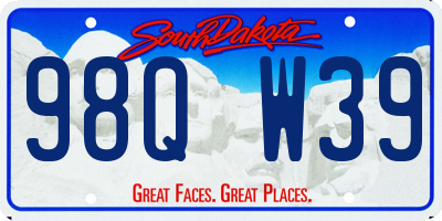 SD license plate 98QW39