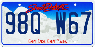 SD license plate 98QW67