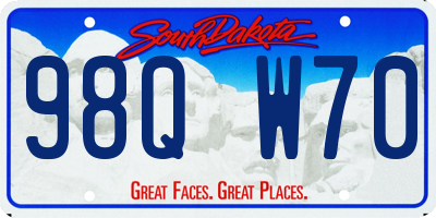 SD license plate 98QW70