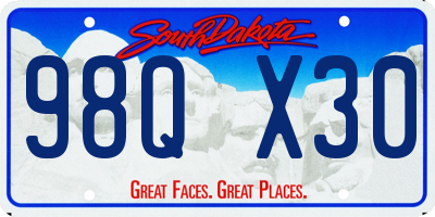 SD license plate 98QX30