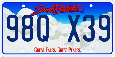 SD license plate 98QX39