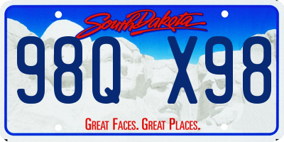 SD license plate 98QX98