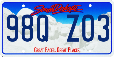 SD license plate 98QZ03