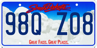 SD license plate 98QZ08