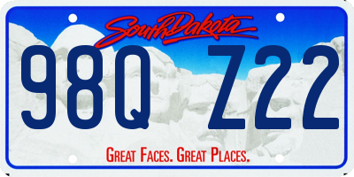 SD license plate 98QZ22