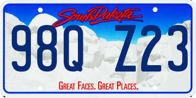SD license plate 98QZ23