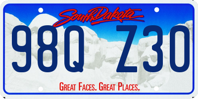 SD license plate 98QZ30