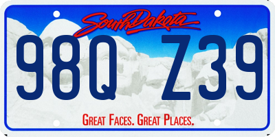 SD license plate 98QZ39