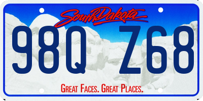 SD license plate 98QZ68