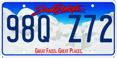 SD license plate 98QZ72