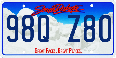 SD license plate 98QZ80
