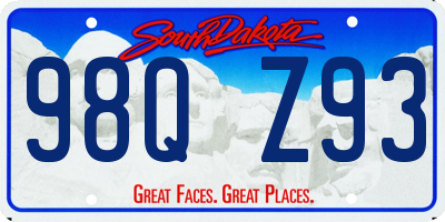 SD license plate 98QZ93