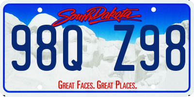 SD license plate 98QZ98
