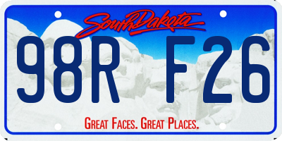 SD license plate 98RF26