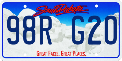 SD license plate 98RG20