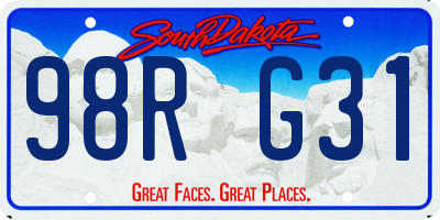 SD license plate 98RG31