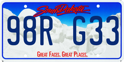 SD license plate 98RG33