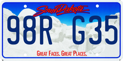 SD license plate 98RG35