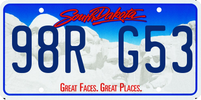 SD license plate 98RG53
