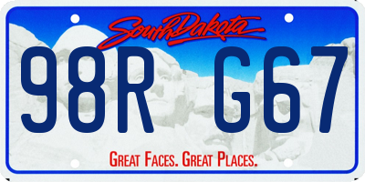 SD license plate 98RG67