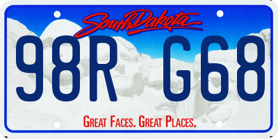 SD license plate 98RG68