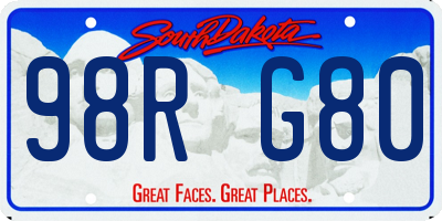 SD license plate 98RG80