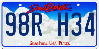 SD license plate 98RH34