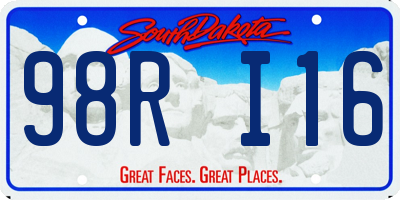 SD license plate 98RI16