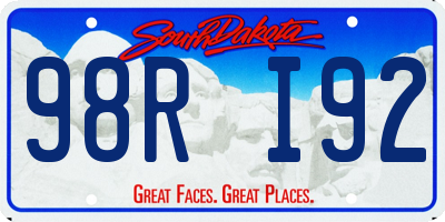 SD license plate 98RI92