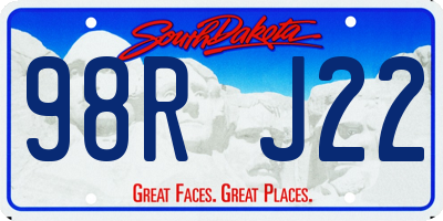 SD license plate 98RJ22