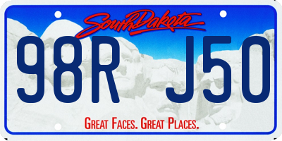 SD license plate 98RJ50