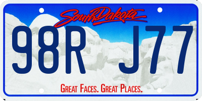 SD license plate 98RJ77