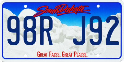 SD license plate 98RJ92