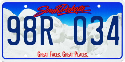 SD license plate 98RO34