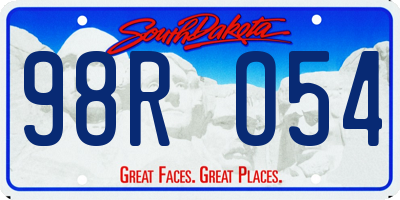 SD license plate 98RO54