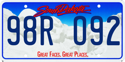 SD license plate 98RO92