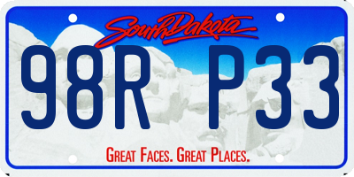 SD license plate 98RP33