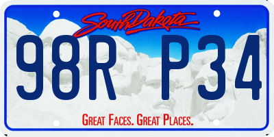 SD license plate 98RP34