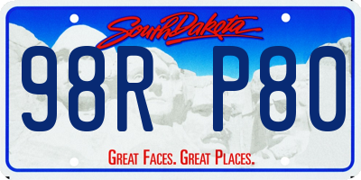 SD license plate 98RP80