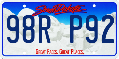 SD license plate 98RP92