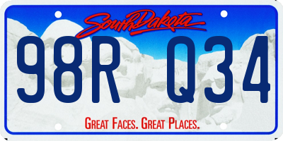 SD license plate 98RQ34