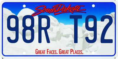 SD license plate 98RT92