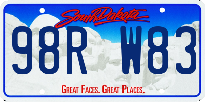 SD license plate 98RW83