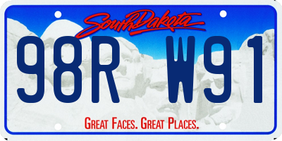 SD license plate 98RW91