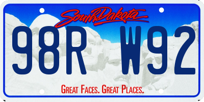 SD license plate 98RW92