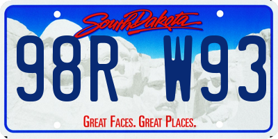 SD license plate 98RW93