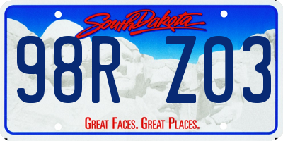 SD license plate 98RZ03