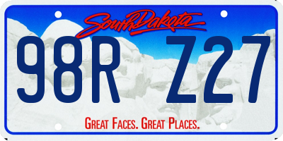SD license plate 98RZ27