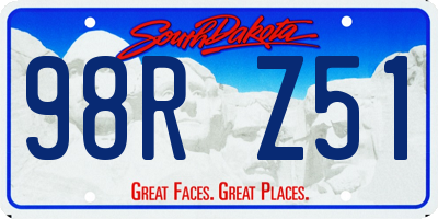 SD license plate 98RZ51