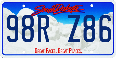 SD license plate 98RZ86